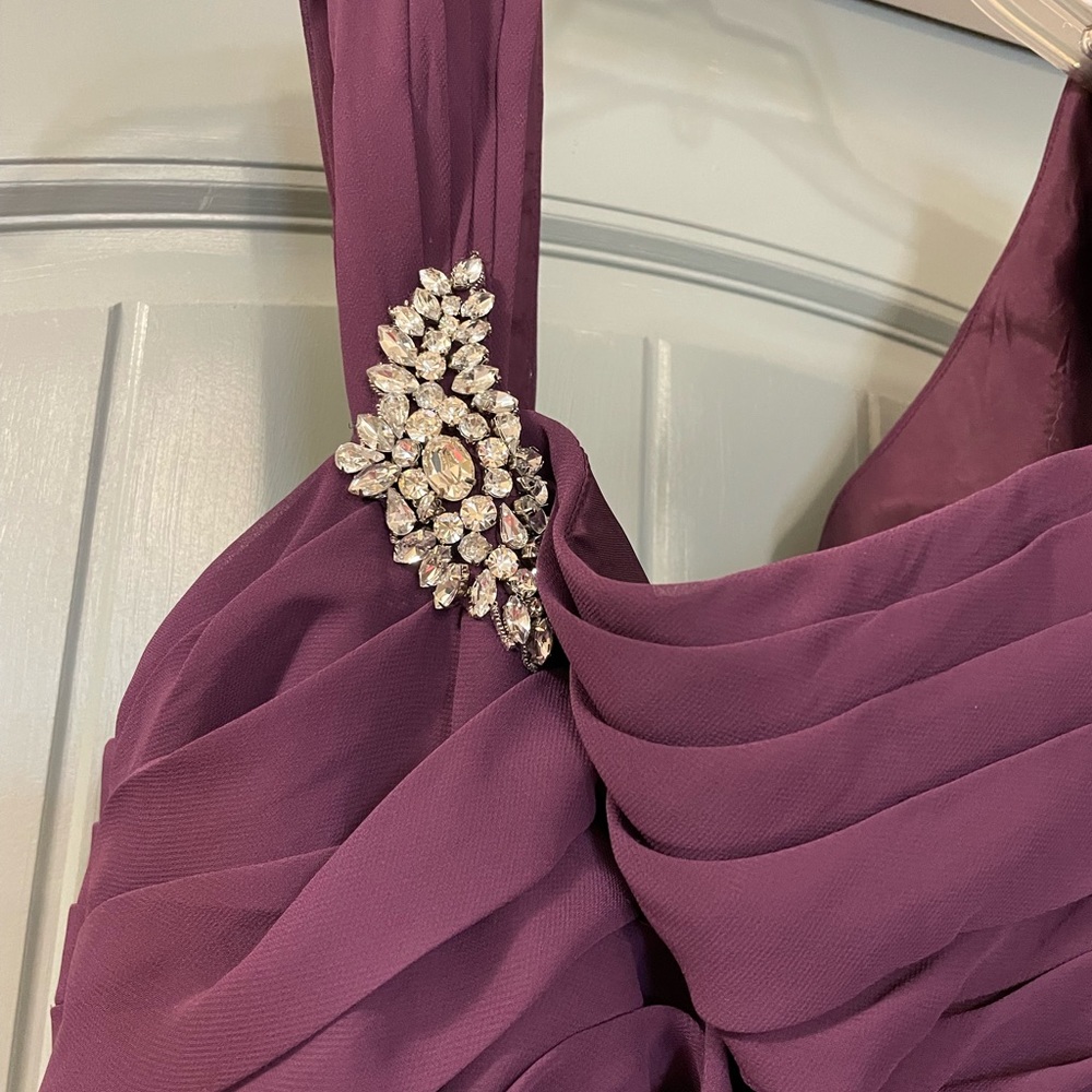 Jade by Jasmine J4425 Mother of the Bride Purple Plum Ruffle Formal Long Gown - Picture 4 of 16